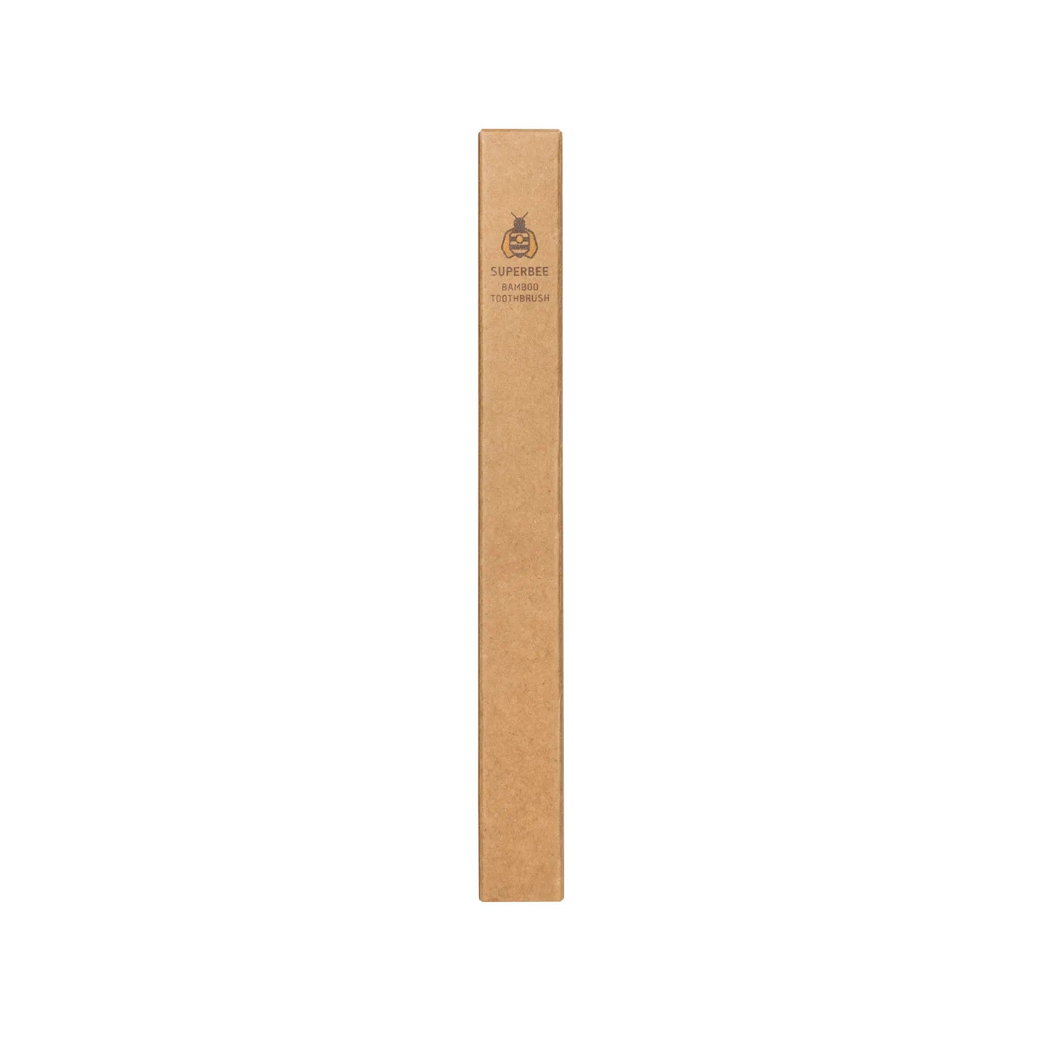SuperBee Australia bamboo toothbrush in eco-friendly brown cardboard packaging with brand logo