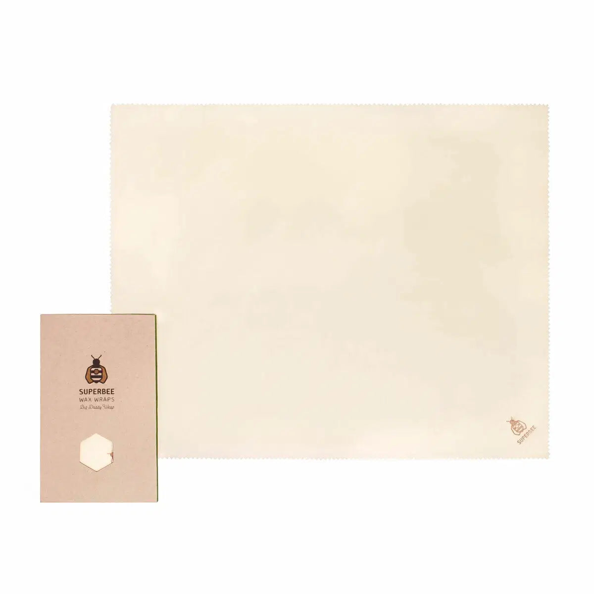 SuperBee Australia extra large organic beeswax wrap in plain cream, a reusable eco-friendly alternative to plastic.