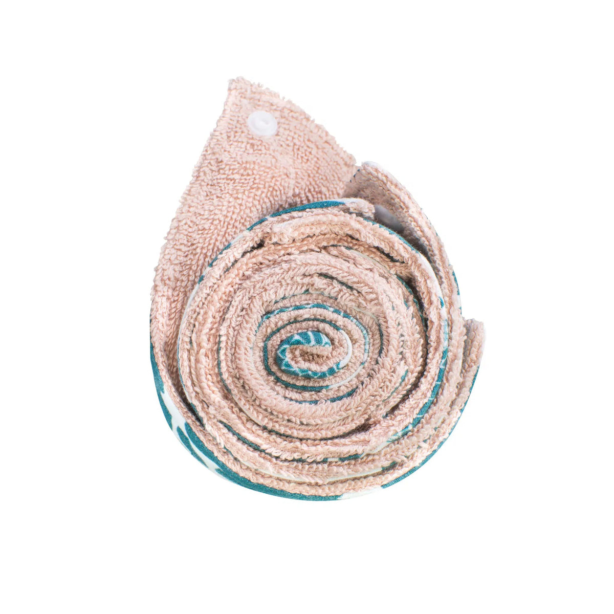 SuperBee Australia reusable organic cotton paper towel roll with absorbent beige towelling and mixed print patterns